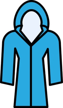 Blue Raincoat Icon Or Symbol. vector