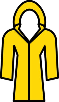 Yellow And White Raincoat Icon Or Symbol. vector