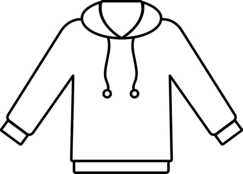 Black Line Art Hoodie Icon Or Symbol. vector