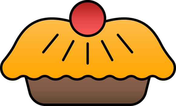 Colorful Pie Cake Icon In Flat Style. vector
