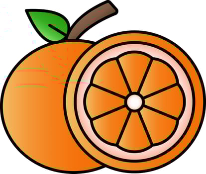 Gradient Orange Fruit Icon In Flat Style. vector