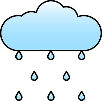 Rain Cloud Icon In Blue Color. vector