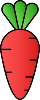 Carrot With Leaves Icon In Red And Green Color. vector