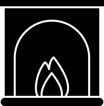 Fireplace Icon In Black and White Color. vector