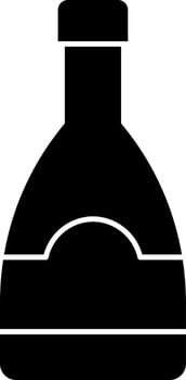 Black and White Alcohol Bottle Icon in Flat Style. vector