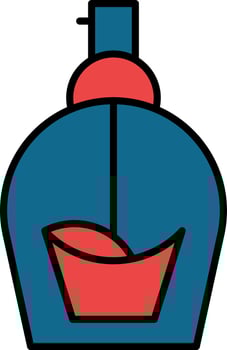 Illustration Of Perfume Icon In Blue And Red Color. vector
