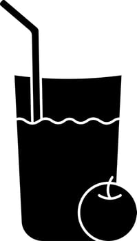 Orange Juice Glass Icon In Black And White Color. vector