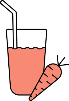 Carrot Juice Glass Icon In Red And White Color. vector