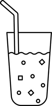 Cold Drink Glass Icon In Black Outline. vector
