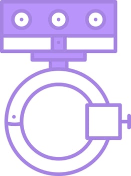 Illustration Of Bicycle Flash Light Icon in Purple And White Color. vector