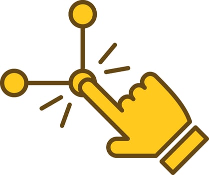 Hand Touch Symbol Or Icon In Yellow Color. vector