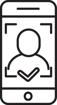 Flat Style Approved Face Recognition In Smartphone Icon. vector
