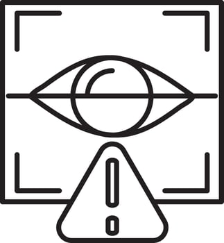 Wrong Retina Recognition Icon In Black Outline. vector