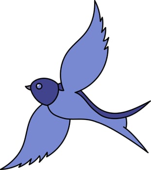 Vector Illustration Of Fly Blue Swallow.