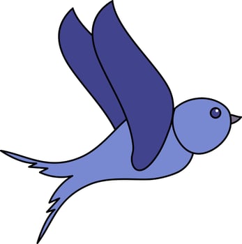 Cartoon Character Of Fly Swallow Blue Icon. vector