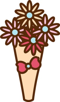 Colorful Flower Bouquet Icon In Flat Style. vector