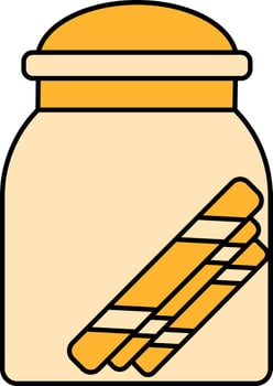 Flat Style Wafer Stick In Jar Icon. vector