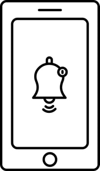 Flat Style Notification Bell In Smartphone Icon. vector
