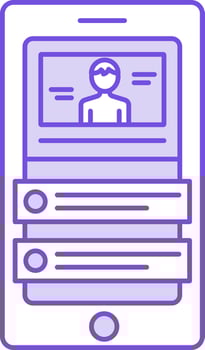 Purple And White Color Video Live In Smartphone Icon. vector