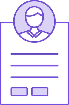 CV Icon In Purple And White Color. vector