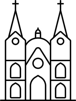 Flat Style Church Icon in Line Art. vector