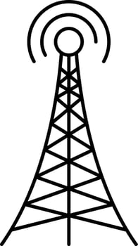 Signal Tower Icon In Black Line Art. vector