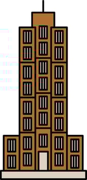 Skyline Building Icon In Brown Color. vector