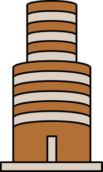 Brown And Gray Color Building Icon In Flat Style. vector