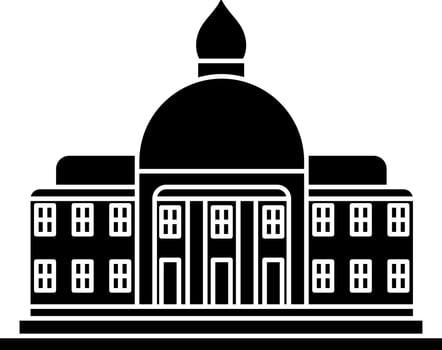 University Building Icon In Black and White Color. vector
