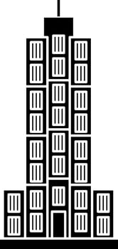 Skyline Building Icon In Black and White Color. vector