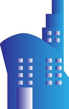 Apartment Building Icon In Blue And Gray Color. vector