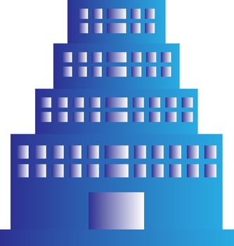 Apartment Building Icon In Blue And Gray Color. vector