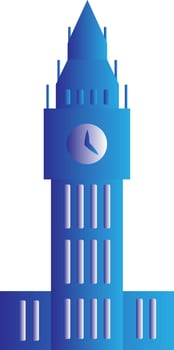 Clock Tower Icon In Blue And Gray Color. vector