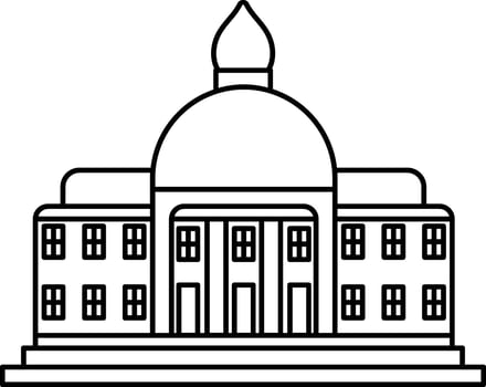 University Building Icon In Black Outline. vector