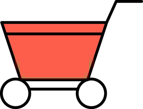 Shopping Cart Icon In Red Color. vector