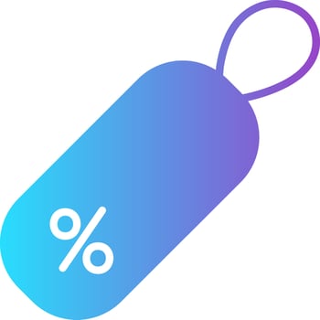 Percentage Tag Icon In Blue And Purple Color. vector