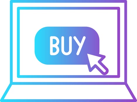 Gradient Buy Button In Laptop Screen Icon. vector