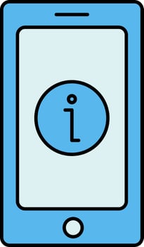 Smartphone With Information Icon In Blue Color. vector