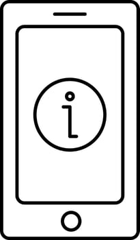 Smartphone With Information Icon In Black Line Art. vector