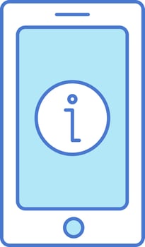 Smartphone With Information Icon In Blue And White Color. vector