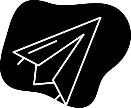 Glyph Style Paper Plane Icon On Black Background. vector