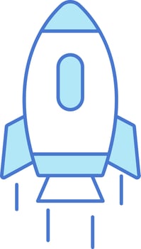 Blue And White Rocket Icon Or Symbol. vector