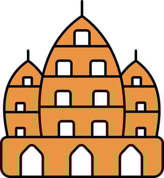Angkor Wat Icon In Orange And White Color. vector
