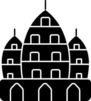 Angkor Wat Icon In Black and White Color. vector