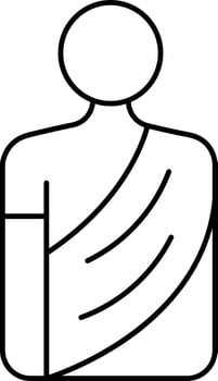 Monk Icon In Black Line Art. vector