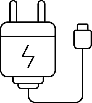 Charger Icon In Black Line Art. vector