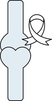 Awareness Ribbon With Joint Bone Icon In Blue And White Color. vector