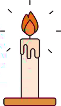 Illustration Of Burning Candle Icon In Orange Color. vector