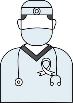 Cancer Specialist Doctor Icon In Blue Color. vector