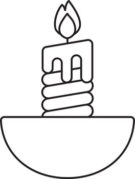 Illustration Of Lit Candle Inside Bowl Icon. vector